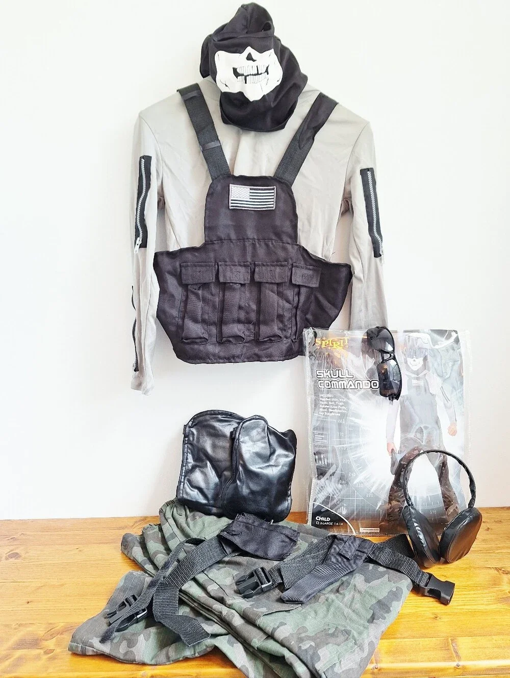 Spirit Halloween Skull Commando Tactical Military Costume - Boys XL 14-16